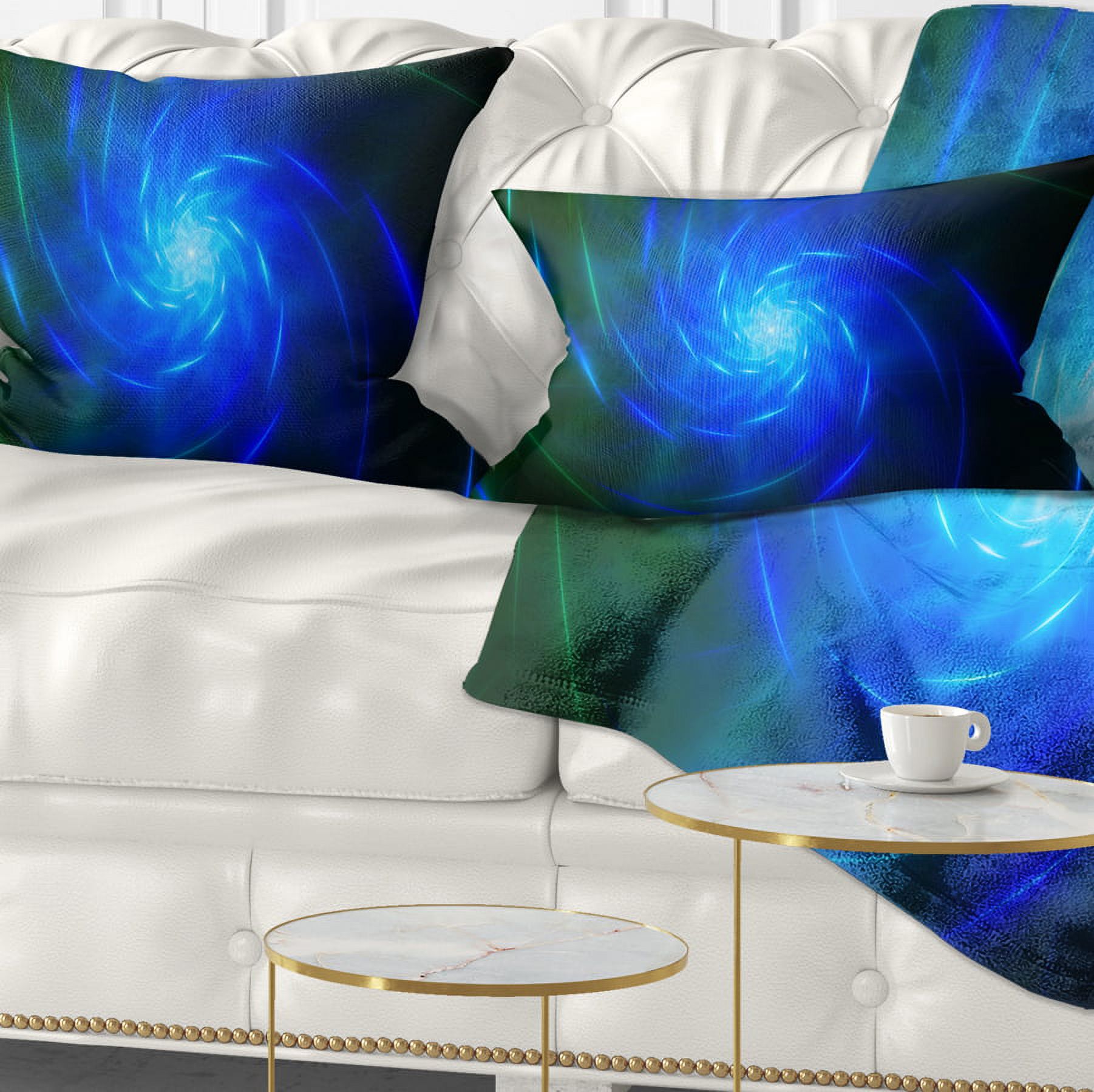Designart Blue Fractal Whirlpool Design - Abstract Throw Pillow - 12x20