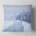 thumbnail image 1 of Designart Blue Frosty Winter Weather Panorama - Landscape Printed Throw Pillow - 16x16, 1 of 4