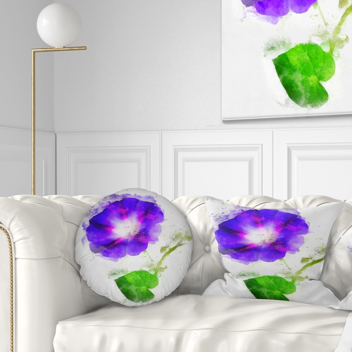 Designart Blue Gentiana Alpina Illustration - Floral Throw Pillow - 12x20