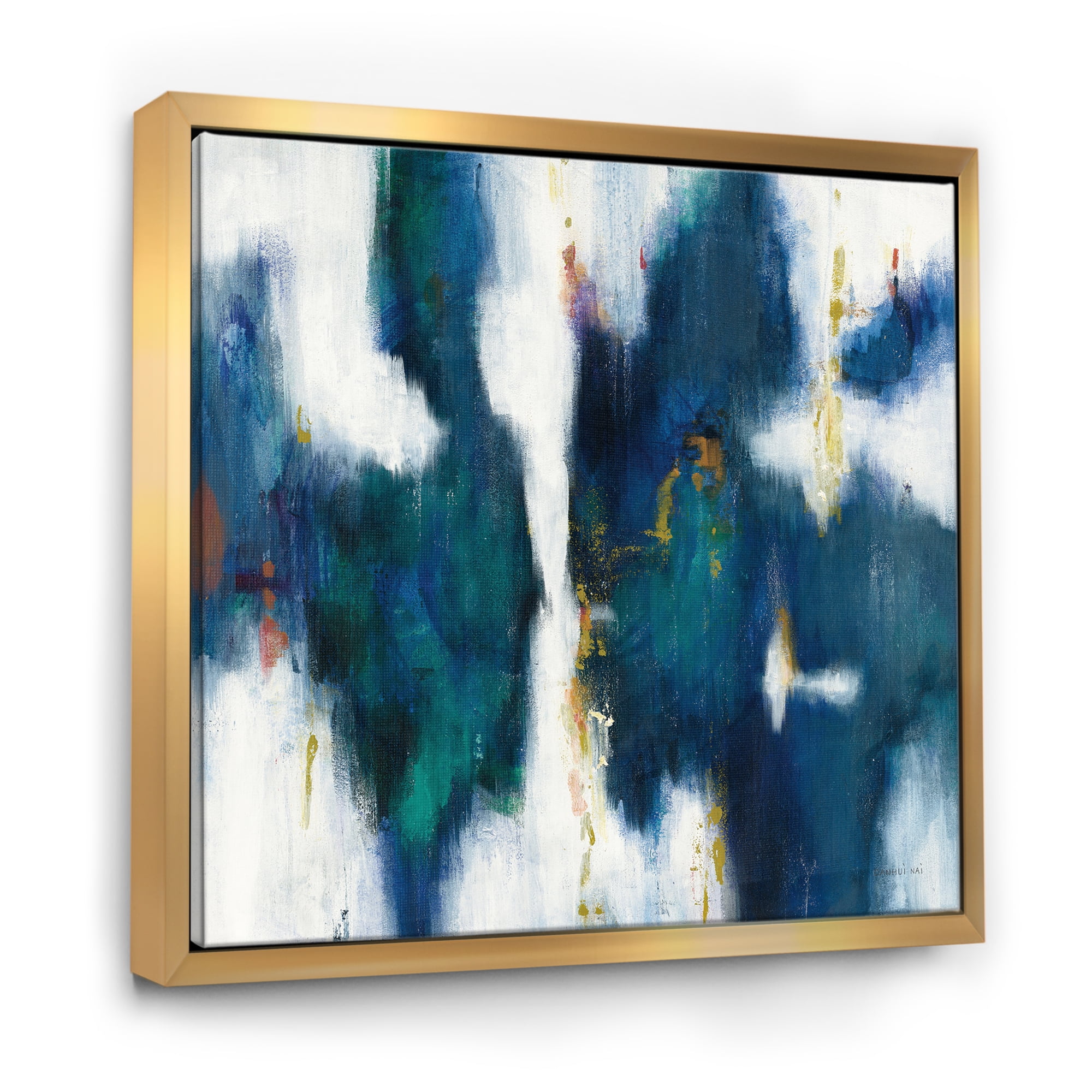 Designart ' Blue Glam Texture I ' Contemporary Framed Canvas