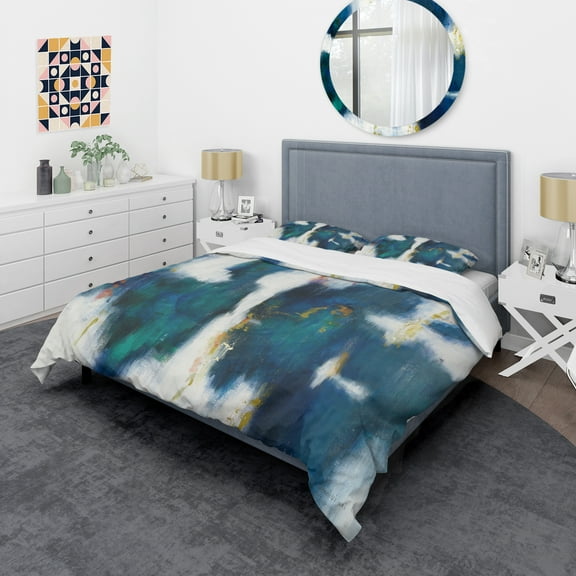 Designart 'Blue Glam Texture I' Glam Duvet Cover Set