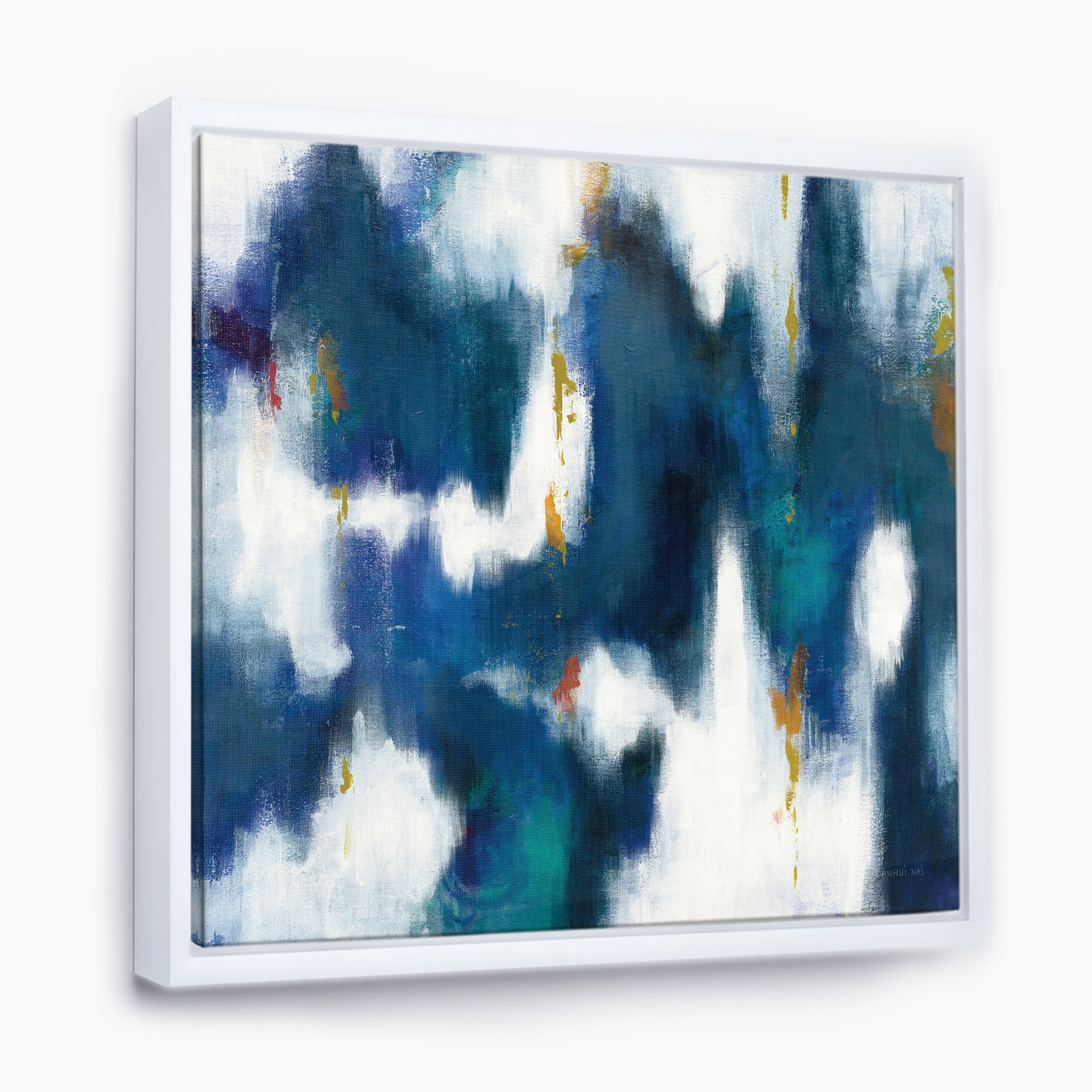 Designart ' Blue Glam Texture II ' Contemporary Framed Canvas