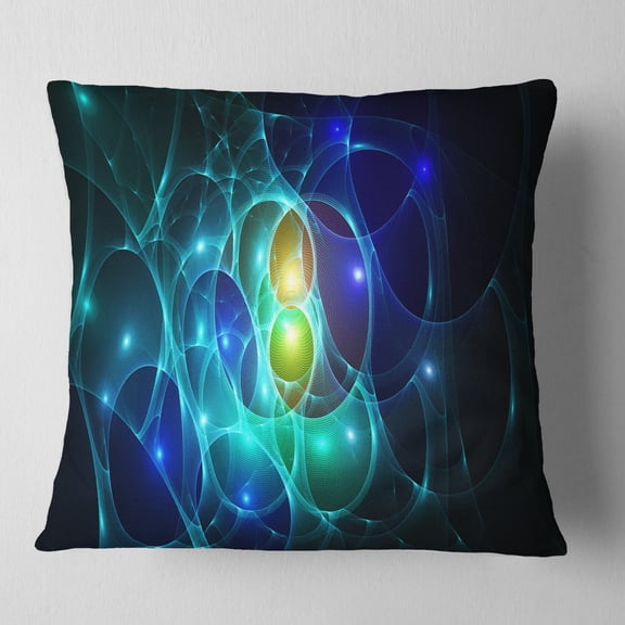 Designart Blue Glowing Bubbles Time - Abstract Throw Pillow - 16x16