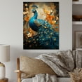 thumbnail image 1 of Designart "Blue Gold Emerald Peacock Drips" Animals Metal Wall Art, 1 of 1