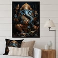 thumbnail image 1 of Designart "Blue Gold Indian Art Mystic Ganesha" Indian Floater Framed Canvas Print, 1 of 7