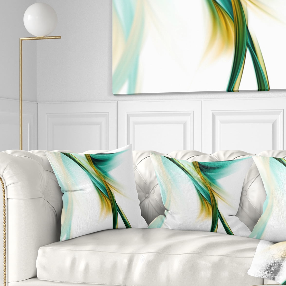 Designart Blue Gold Texture Pattern - Abstract Throw Pillow - 16x16