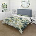 thumbnail image 1 of Designart "Blue Green Botanical gracefulness" Abstract Bedding Covert Set - Abstract Botanicals Blue Modern Bed Set With 2 Shams, 1 of 6