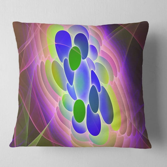 Designart Blue Green Fractal Virus Design - Abstract Throw Pillow - 18x18