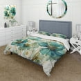 thumbnail image 1 of Designart "Blue Green Organic Growth" Abstract Botanicals Bedding Covert Set - Modern Teal Abstract Bed Set With 2 Shams, 1 of 6