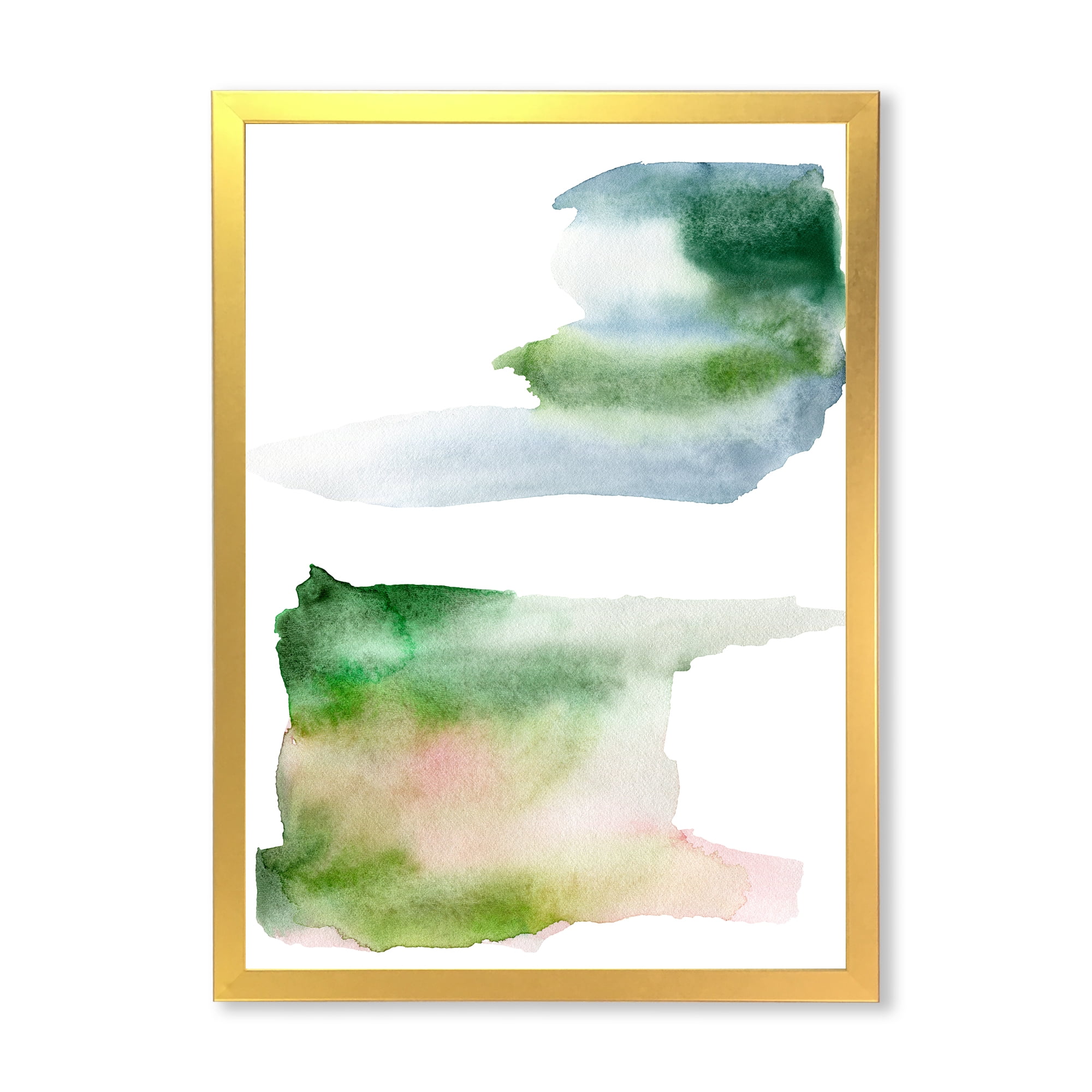 Designart 'Blue Green and Pink Spots Clouds' Modern Framed Art Print
