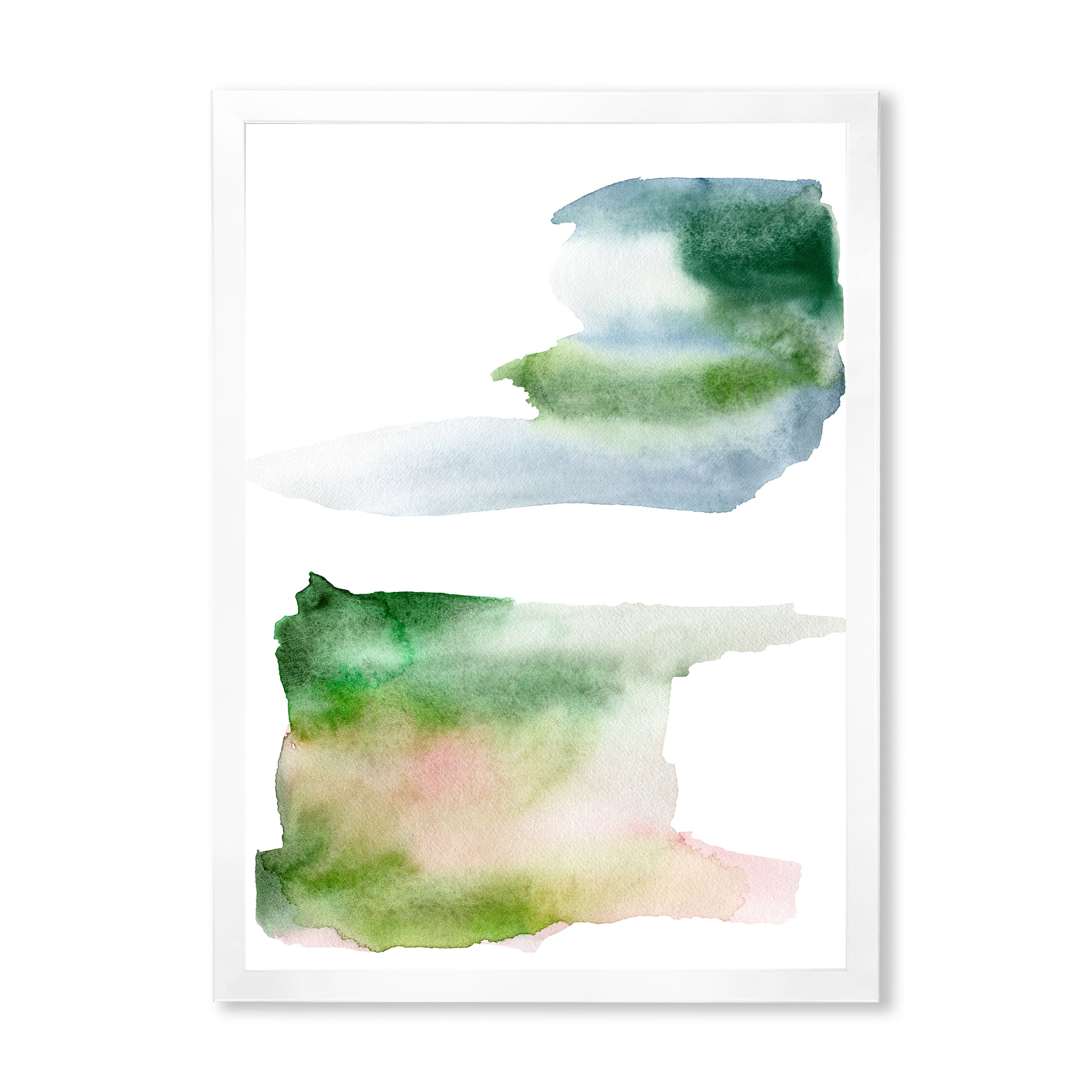 Designart 'Blue Green and Pink Spots Clouds' Modern Framed Art Print