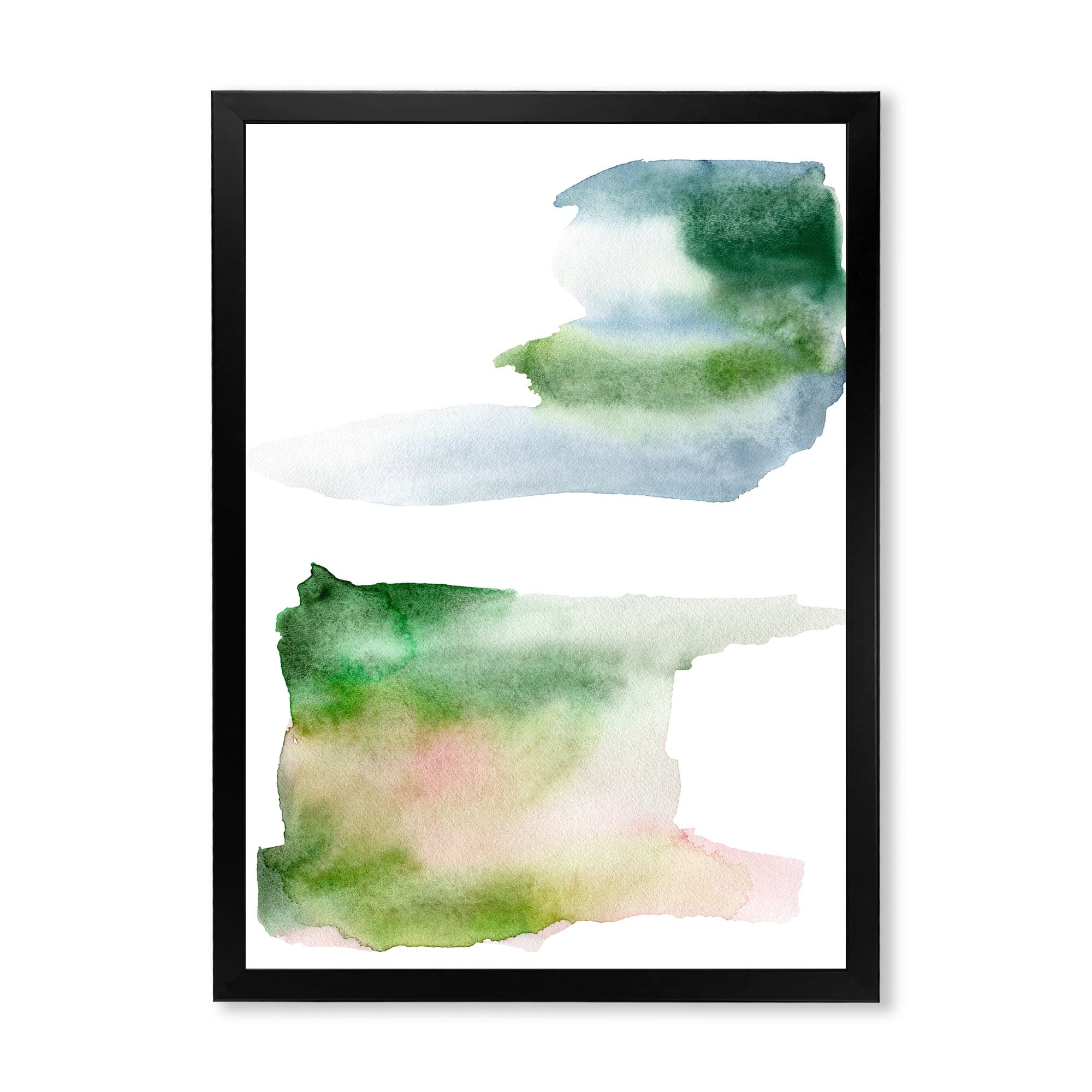 Designart 'Blue Green and Pink Spots Clouds' Modern Framed Art Print