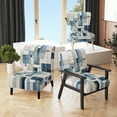 thumbnail image 1 of Designart "Blue Grey Line Art modern Geometrics I" Blue Modern Upholstered Accent Chair - Modern Arm Chair For Living Room, 1 of 5