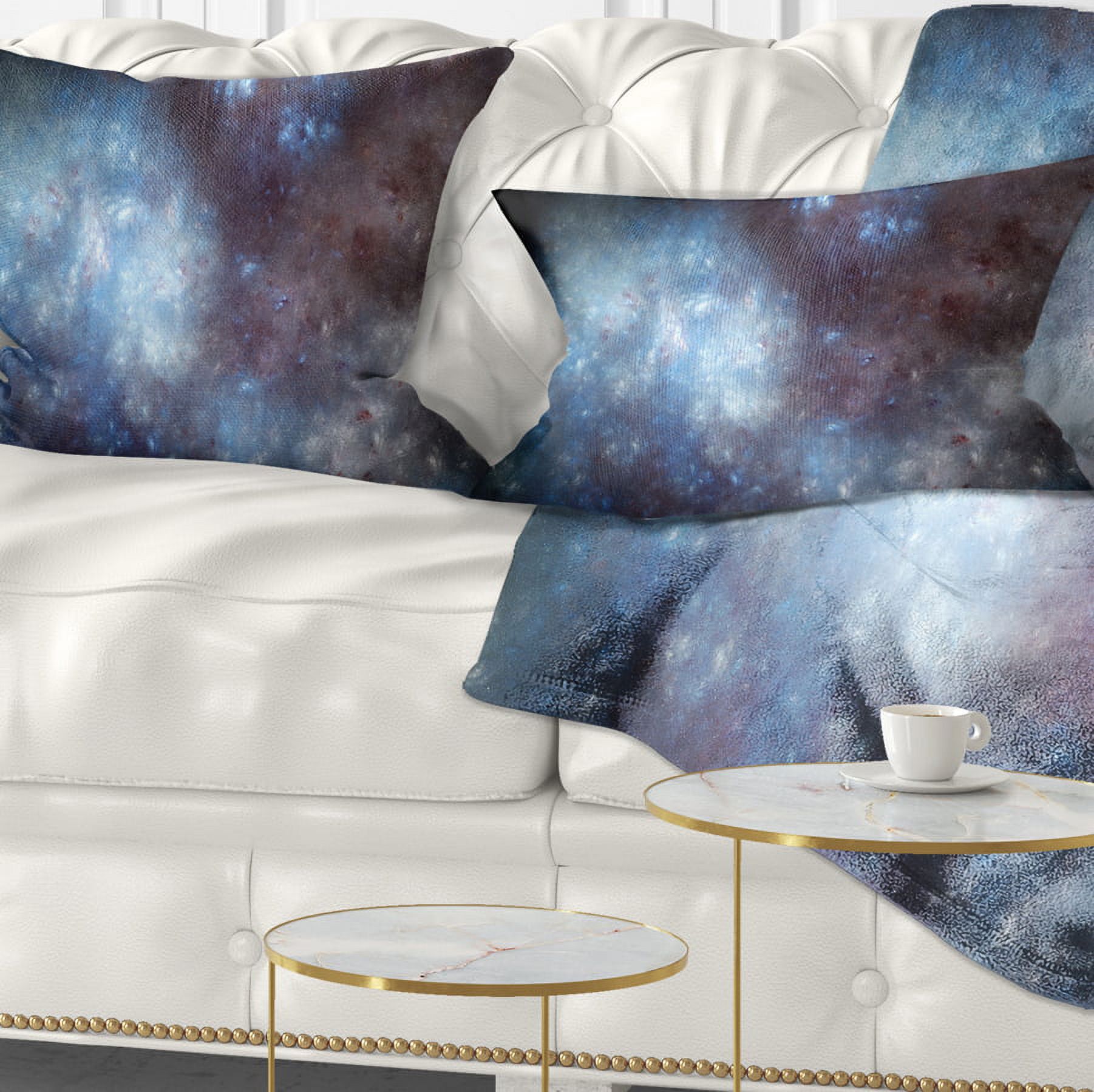 Designart Blue Grey Starry Fractal Sky - Abstract Throw Pillow - 12x20