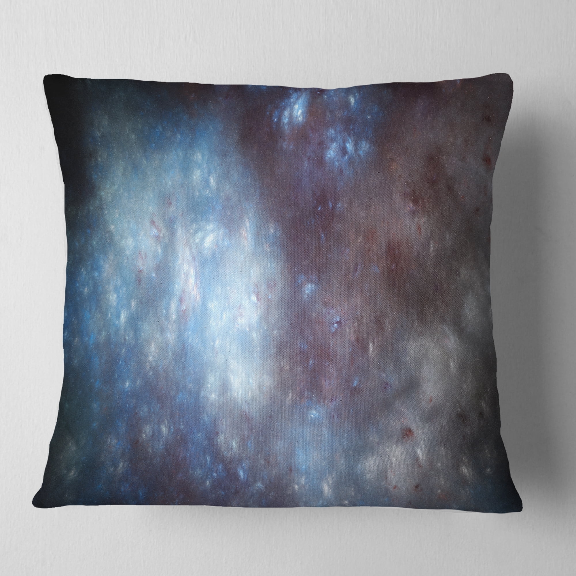 Designart Blue Grey Starry Fractal Sky - Abstract Throw Pillow - 18x18