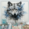 thumbnail image 1 of Designart "Blue-Grey Wolf'S Minimal Expression" Animals Wolf Wall Art Living Room, 1 of 7