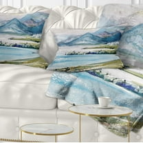 Designart Blue Hills Over Sea - Landscape Printed Throw Pillow - 12x20