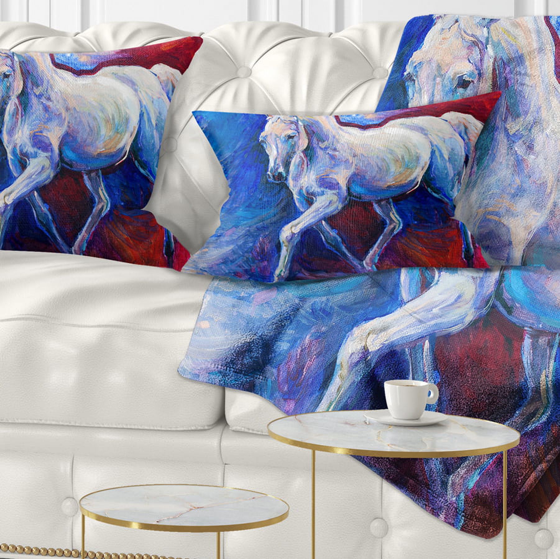Designart Blue Horse - Animal Throw Pillow - 12x20