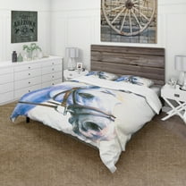 Designart 'Blue Horse with Bridle' Abstract Duvet Cover Set