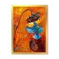 thumbnail image 1 of Designart 'Blue Hummingbird On Orange Sunflower' Traditional Framed Art Print, 1 of 4