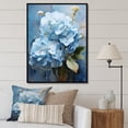 thumbnail image 1 of Designart "Blue Hydrangea Subtle Charm" Floral Floater Framed Wall Art Print, 1 of 7