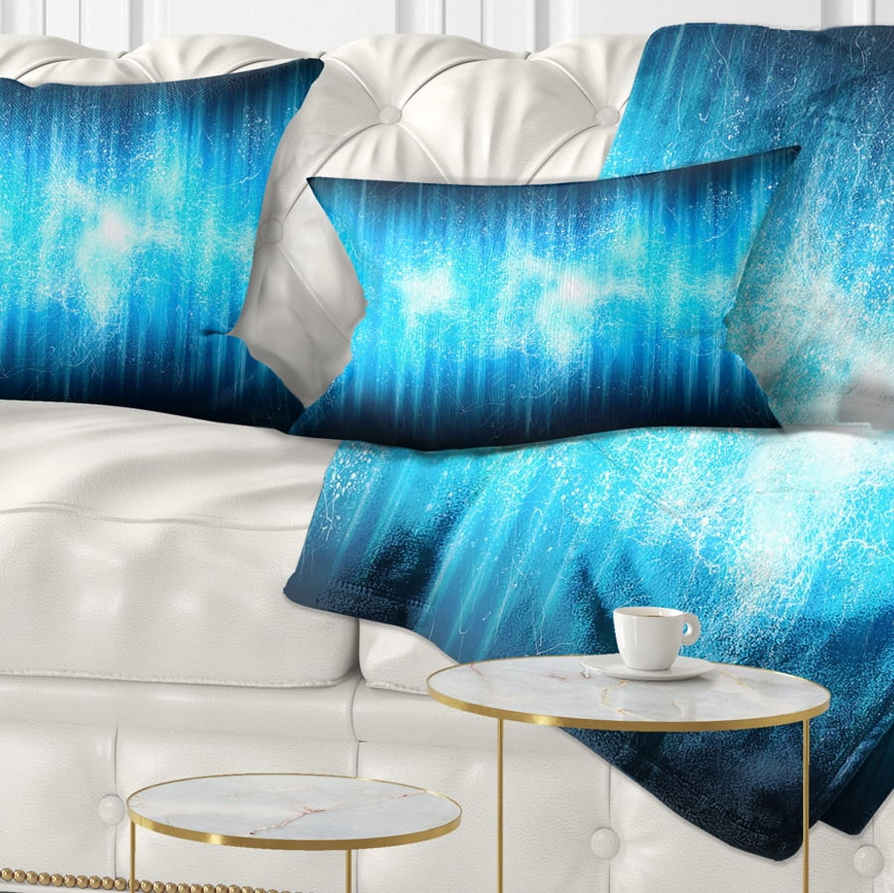 Designart Blue Ice Flame Abstract - Abstract Throw Pillow - 12x20