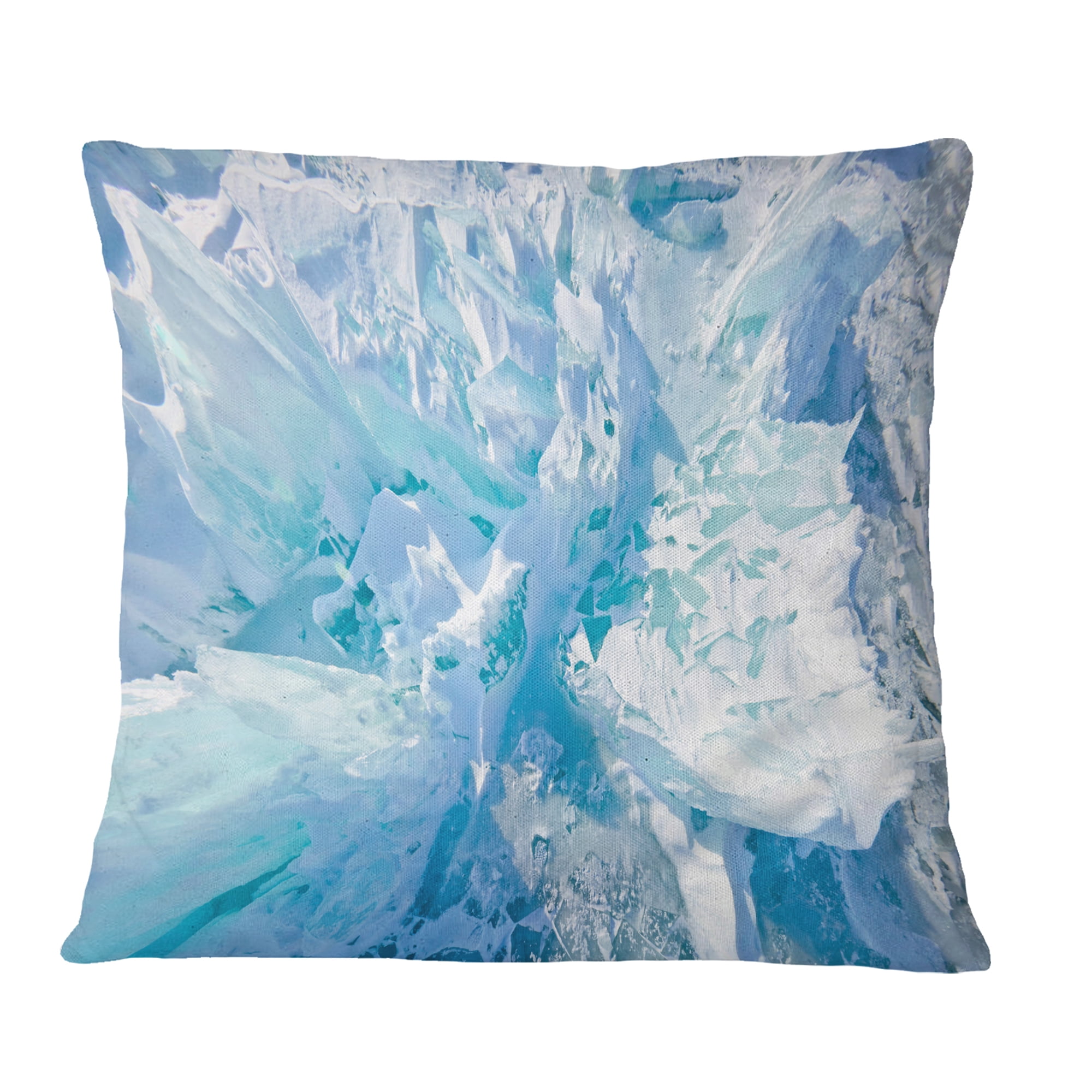 Designart Blue Ice Hummocks Baikal - Landscape Printed Throw Pillow - 18x18