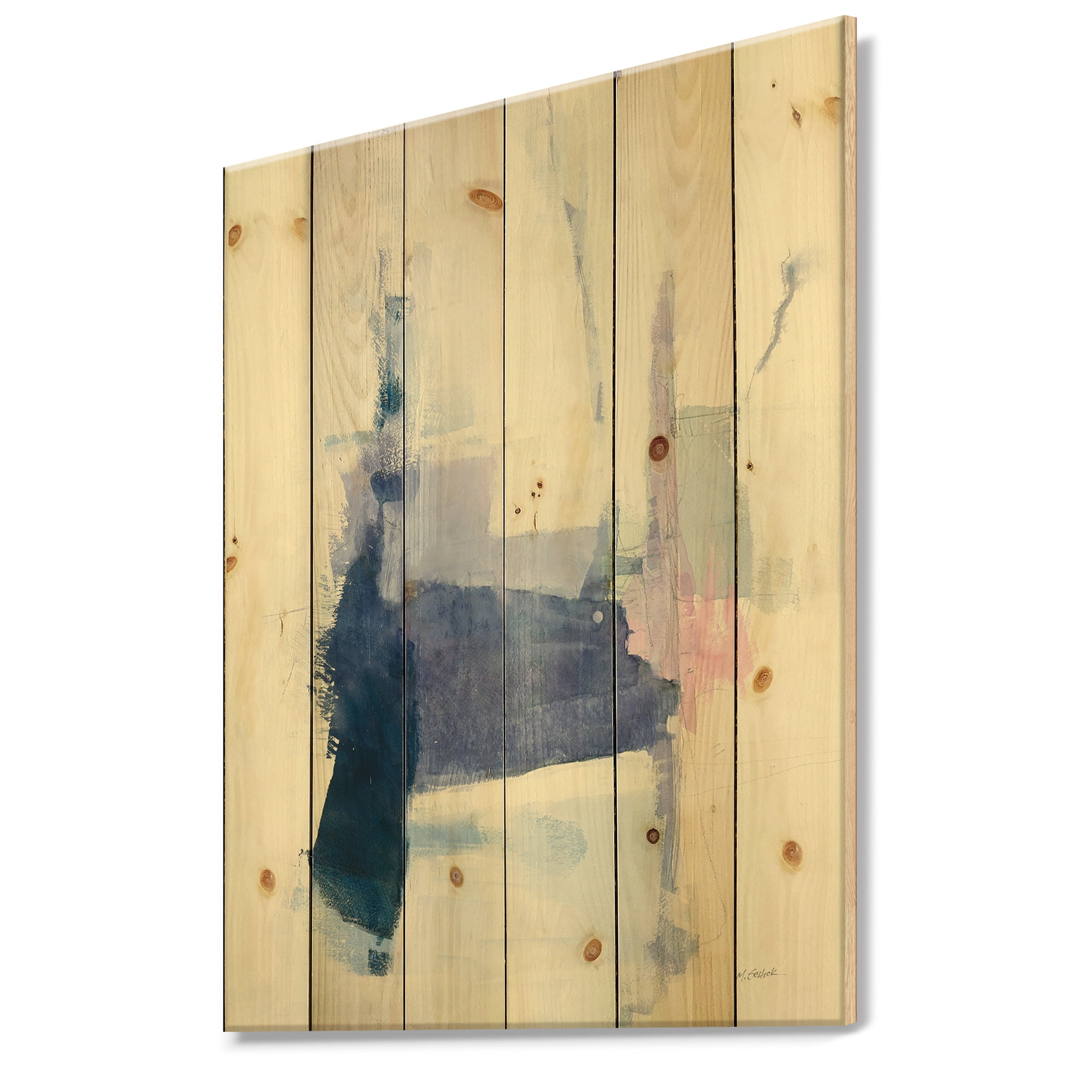 Designart 'Blue Interlude' Traditional Print on Natural Pine Wood