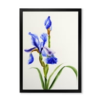 Designart 'Blue Iris Flower Retro Style' Traditional Framed Art Print