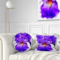 Designart Blue Iris Flower Sketch Watercolor - Floral Throw Pillow - 12x20