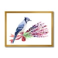 thumbnail image 1 of Designart 'Blue Jay Bird On Bouquet Of Pink Flowers' Traditional Framed Art Print, 1 of 4