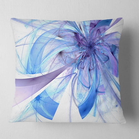 Designart Blue Large Fractal Flower Pattern - Floral Throw Pillow - 18x18