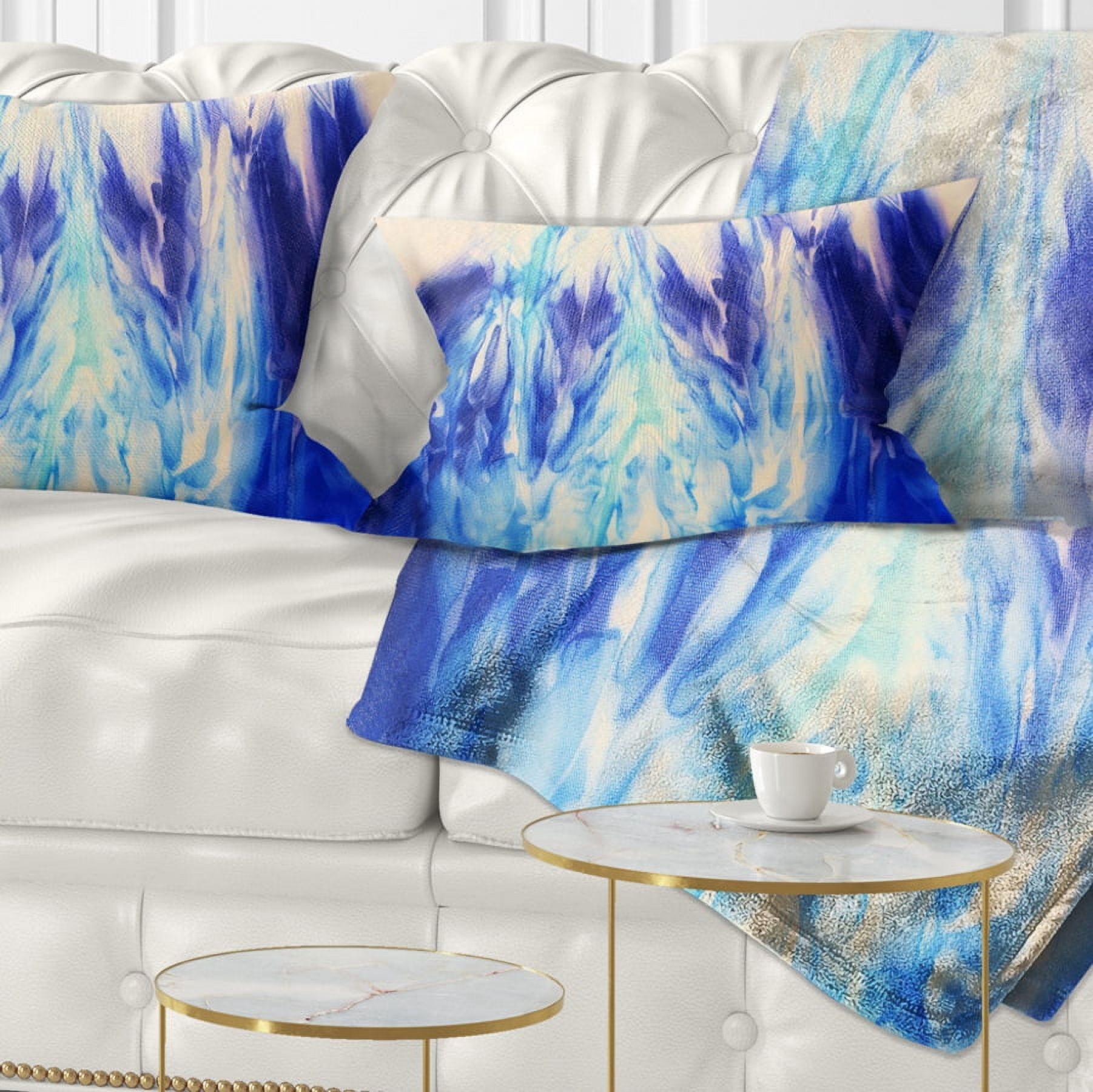 Designart Blue Life - Abstract Throw Pillow - 12x20