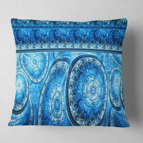Designart Blue Living Cells Fractal Design - Abstract Throw Pillow - 16x16