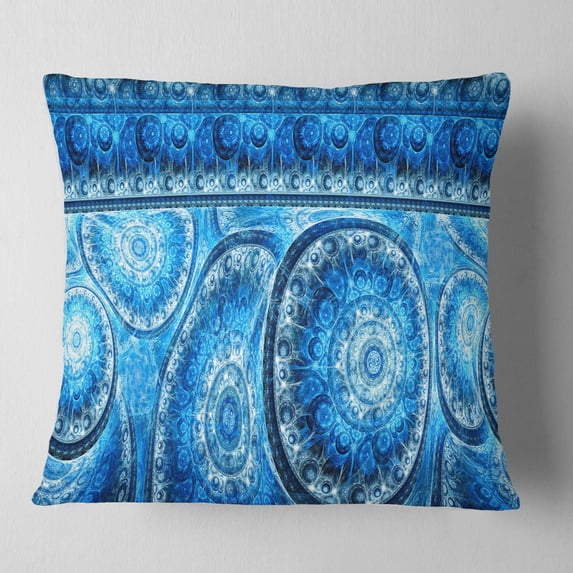 Designart Blue Living Cells Fractal Design - Abstract Throw Pillow - 18x18