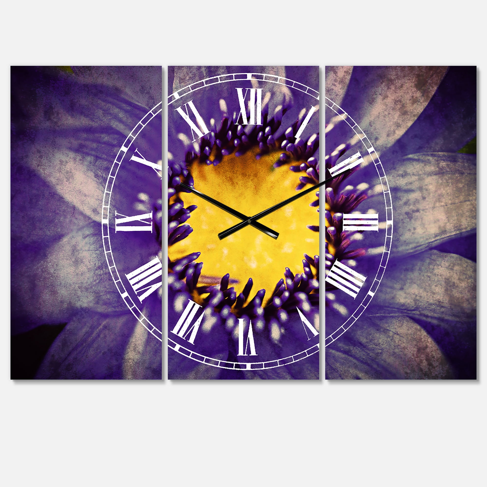 Designart 'Blue Lotus Close up Watercolor' Traditional Wall Clock