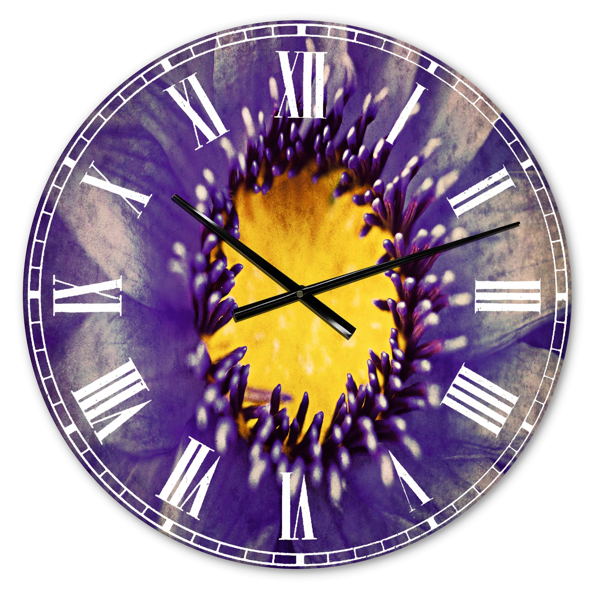 Designart 'Blue Lotus Close up Watercolor' Traditional wall clock