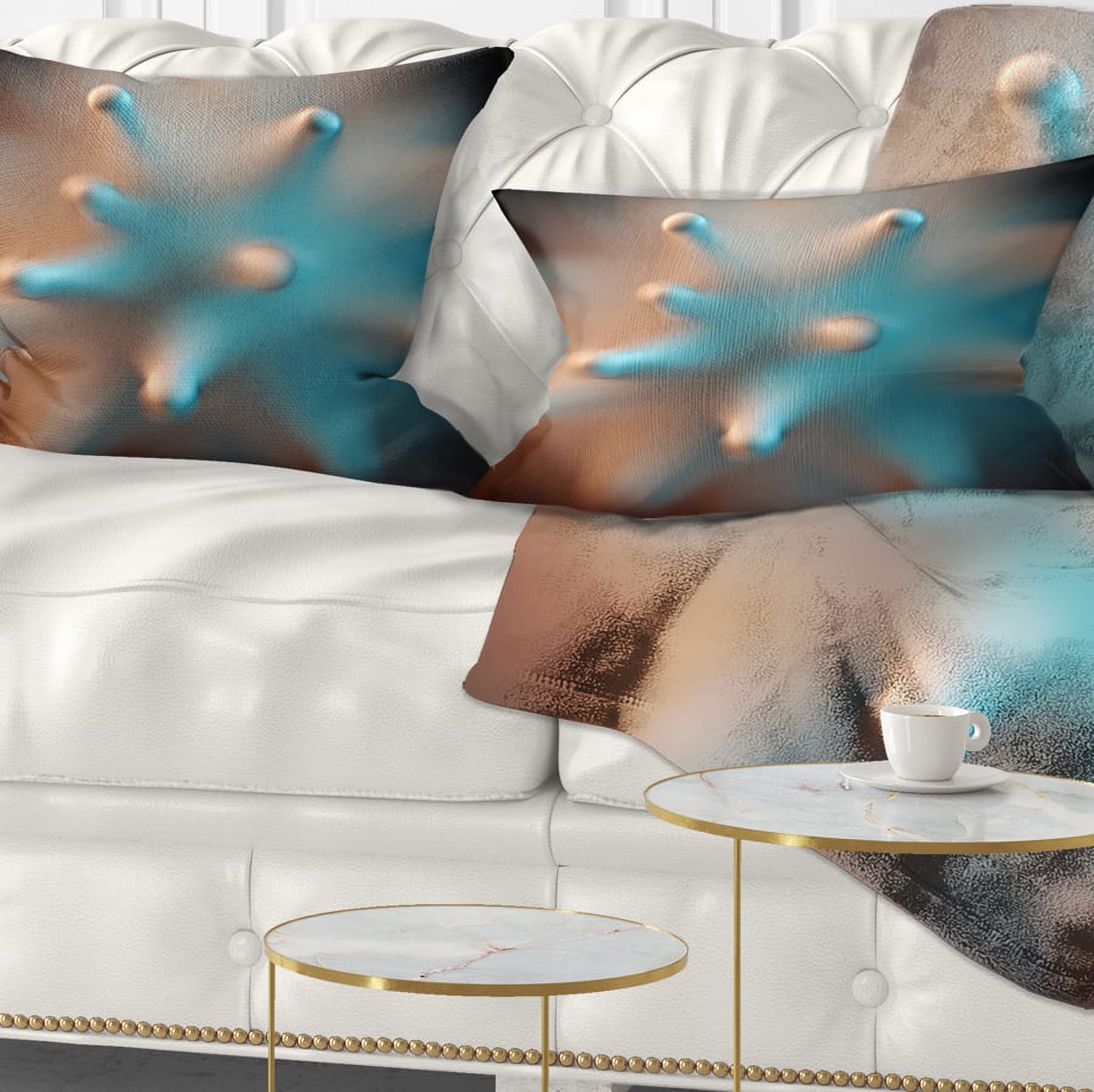 Designart Blue Macro Prickly Texture - Abstract Throw Pillow - 12x20