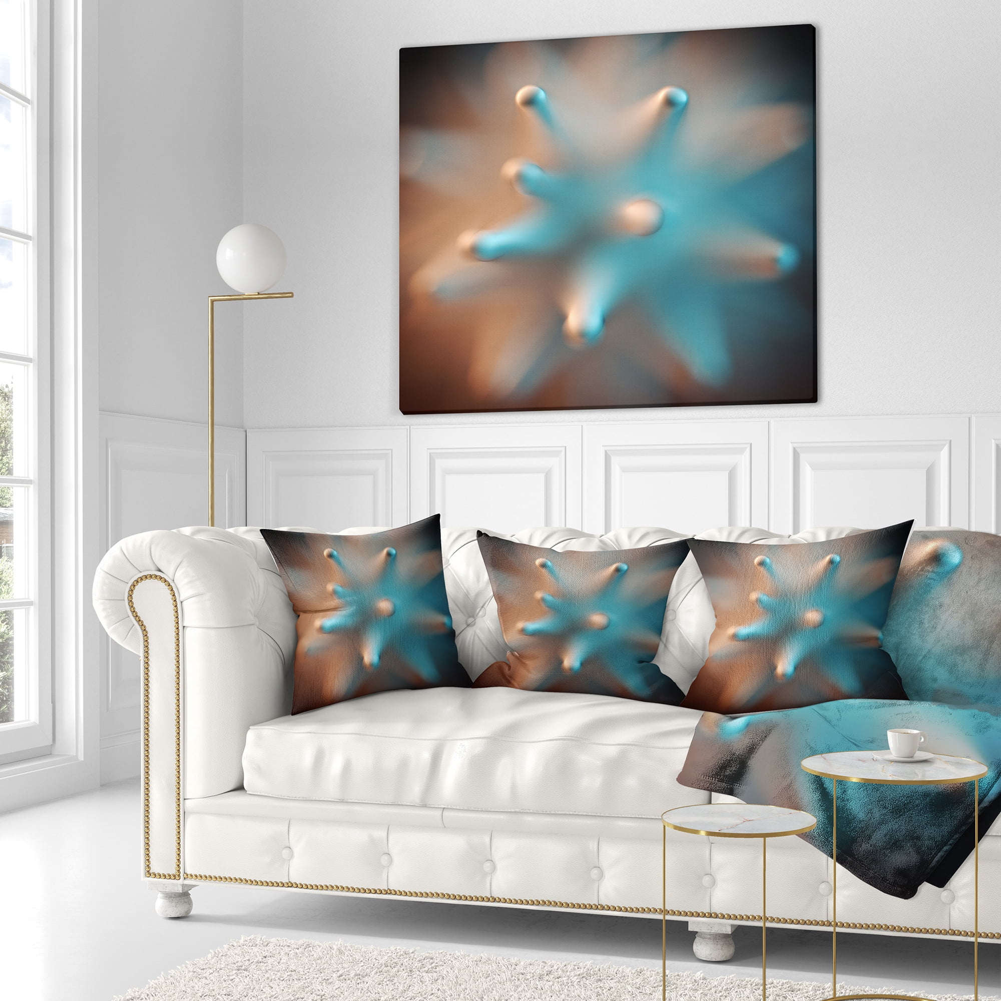 Designart Blue Macro Prickly Texture - Abstract Throw Pillow - 18x18