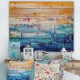 thumbnail image 1 of Designart 'Blue Meet Orange Abstract' Modern Print on Natural Pine Wood, 1 of 5