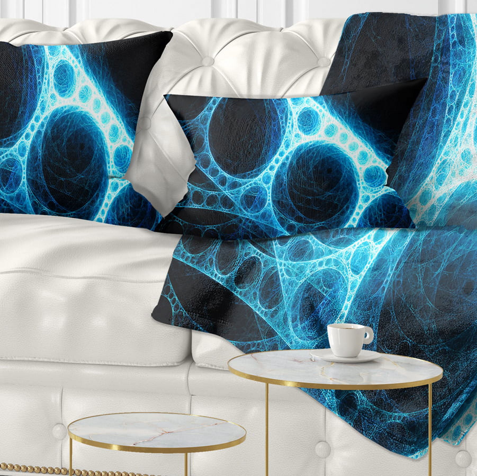Designart Blue Metal Construction in Black - Abstract Throw Pillow - 12x20
