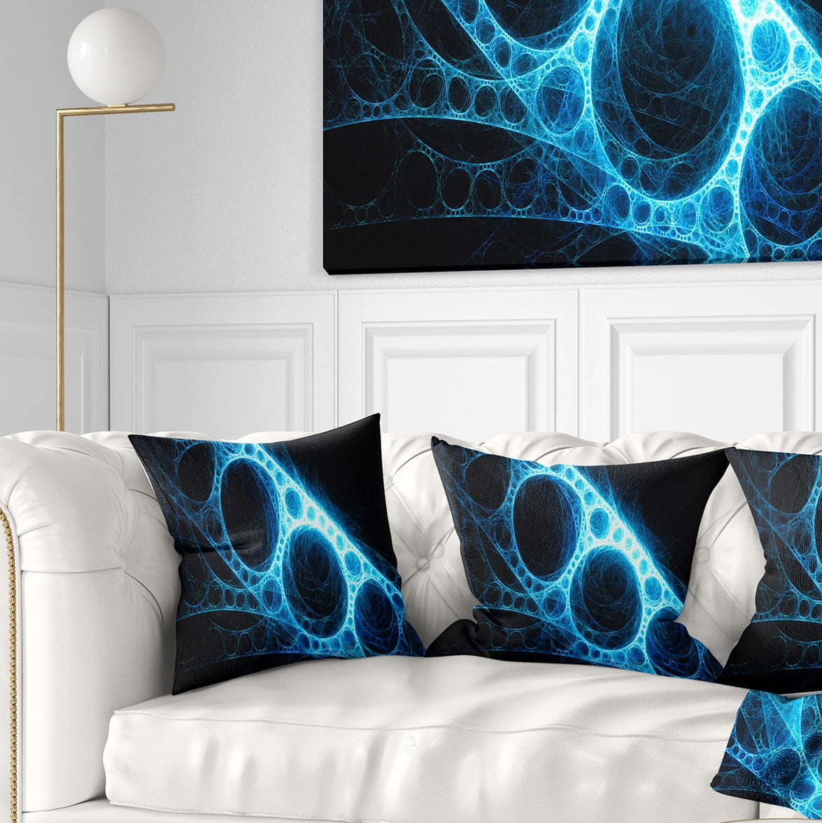 Designart Blue Metal Construction in Black - Abstract Throw Pillow - 16x16