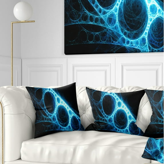 Designart Blue Metal Construction in Black - Abstract Throw Pillow - 18x18