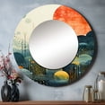 thumbnail image 1 of Designart "Blue Mid Century Abstract Horizon" Abstract Rund Mirror For Wall Decor - Large Blue Round Printed Mirror -Mid-Century Round Living Room Mirror - 23" x 23", 1 of 6