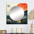 thumbnail image 1 of Designart "Blue Mid Century Abstract Horizon" Abstract Square Mirror Wall Decor Mid-Century - Large Blue Square Bathroom Mirror - Square Printed Wall Mirror Art, 1 of 5