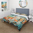 thumbnail image 1 of Designart "Blue Mid Century Mod Nature" Animals Bedding Covert Set - Abstract Midcentury Teal Abstract Bed Set With 1 Sham, 1 of 6