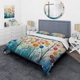 thumbnail image 1 of Designart "Blue Mid Century Retro Reflections" Mid-Century Bedding Covert Set - Abstract Midcentury Teal Abstract Bed Set With 2 Shams, 1 of 6