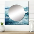 thumbnail image 1 of Designart "Blue Minimalism Tranquil Waters" Nautical & Beach Teal Large Square Mirror - Square Bedroom Mirror Printed Wall Decor - Coastal Square Printed Wall Mirror Art, 1 of 5
