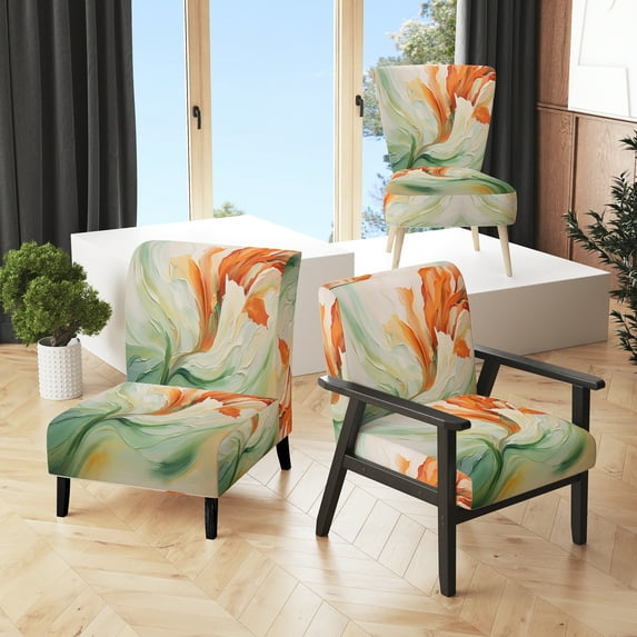 Designart "Blue Modern Floral Pattern" Upholstered Modern & Contemporary Accent Chair and Abstract Botanicals Arm Chair - Multiple Color & Pattern