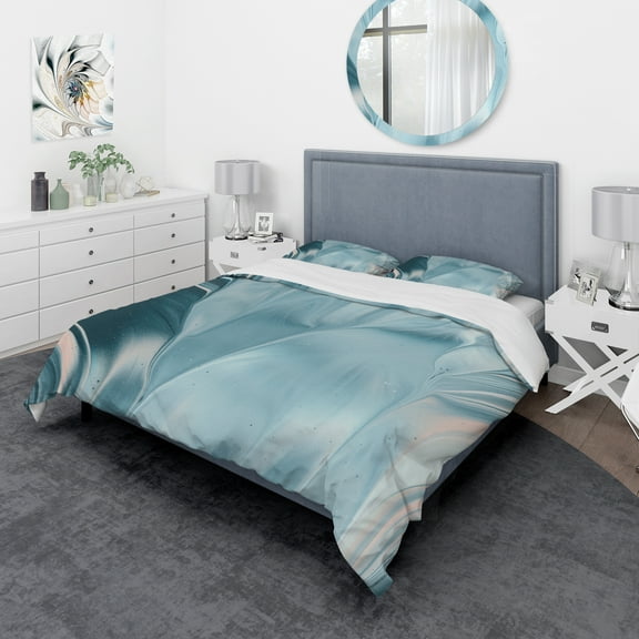 Designart 'Blue Modern Water I' Geometric Duvet Cover Set